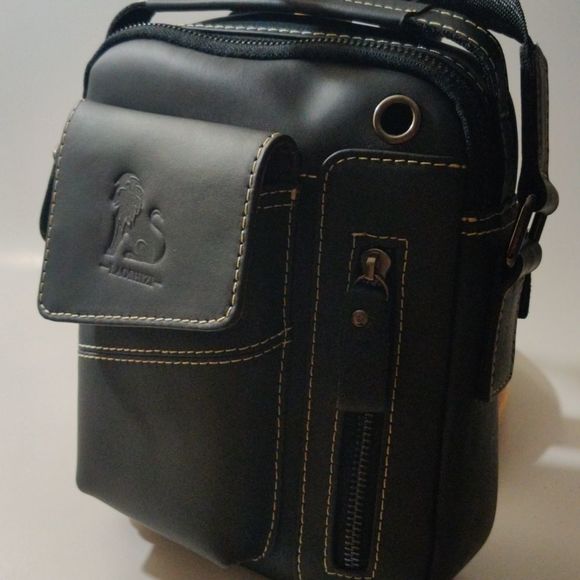 Laoshizi Handsome Premium Leather Crossbody Unisex Mini Bag - Picture 3 of 16